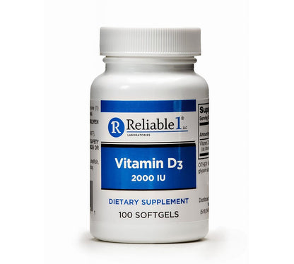 Reliable 1 Laboratories Vitamin D3 2000 IU Softgels, 100 Count