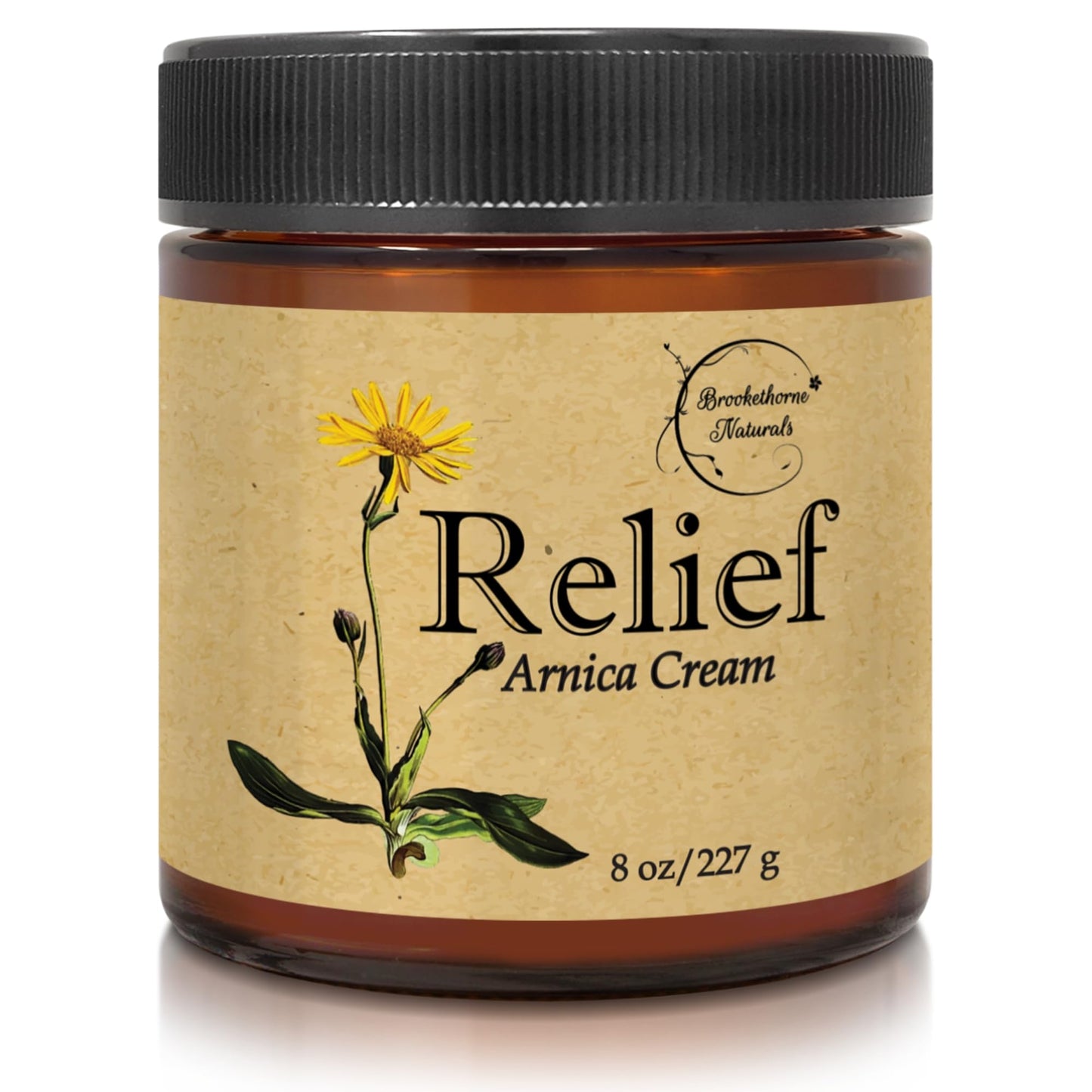 Relief Arnica Cream – All-Natural Massage Lotion with Lemongrass, Eucalyptus & Rosemary | Brookethorne Naturals