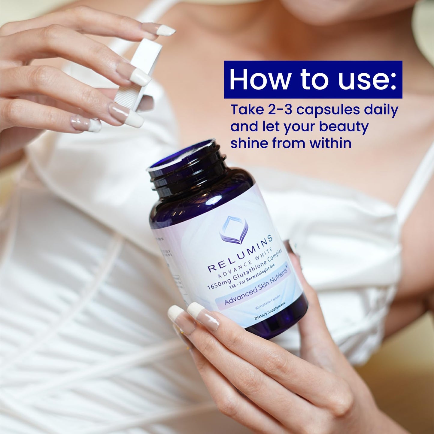 Relumins 1650mg L-Glutathione Complex with HA – 5 Bottles, Made in USA