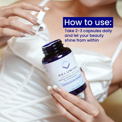 Relumins 1650mg L-Glutathione Complex with HA – 5 Bottles, Made in USA