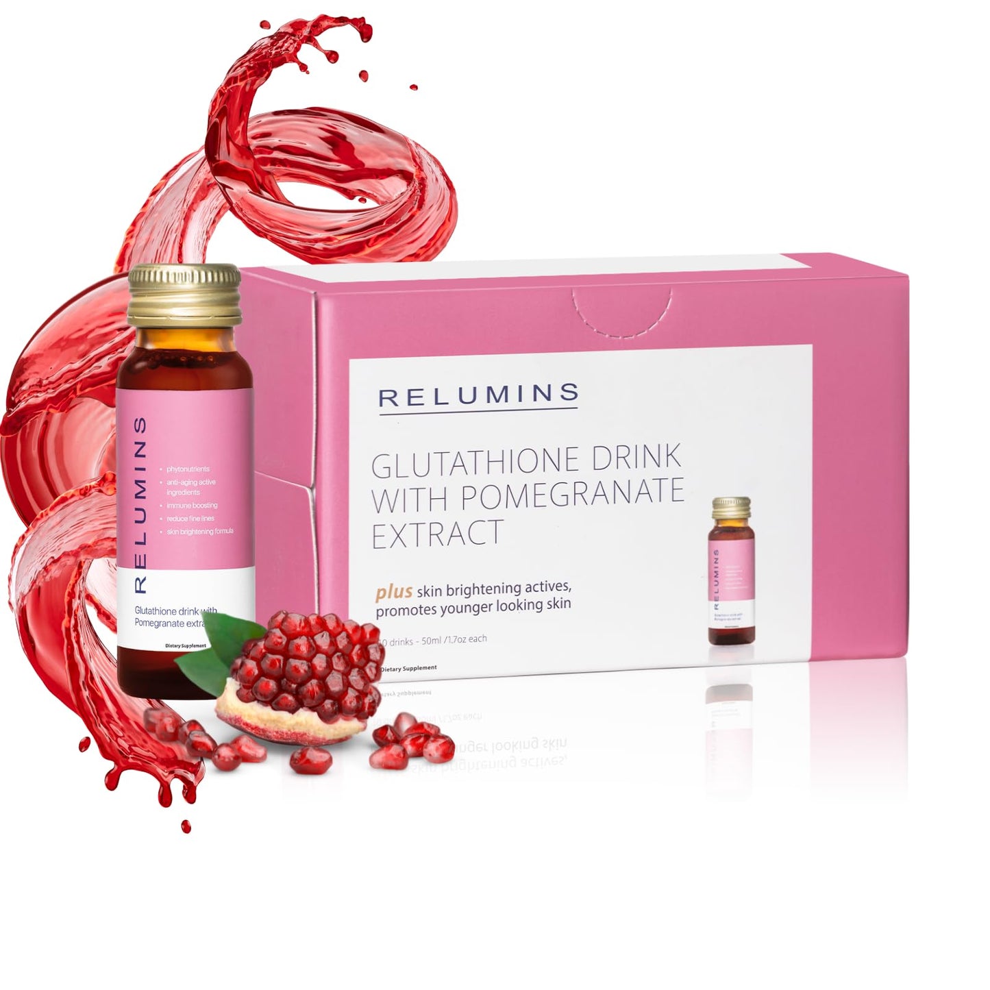 Relumins Glutathione Hydration Shots – Holiday Glow, Deep Hydration & Antioxidant Support | 10 x 50ml | Made in USA