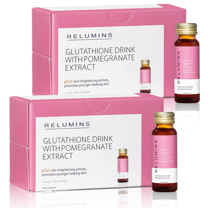 Relumins Glutathione Shots – Pomegranate Flavor, 20x50ml | Hydration, Collagen & Antioxidant Boost | Made in USA