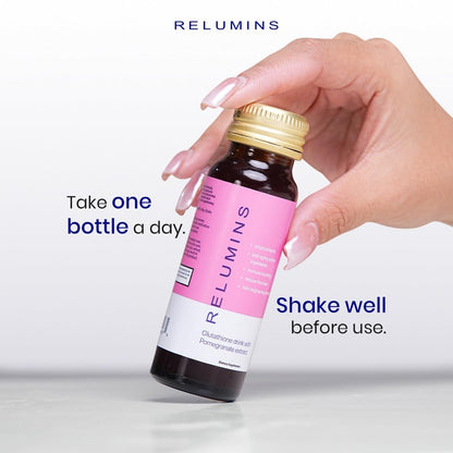 Relumins Glutathione Shots – Pomegranate Flavor, 20x50ml | Hydration, Collagen & Antioxidant Boost | Made in USA