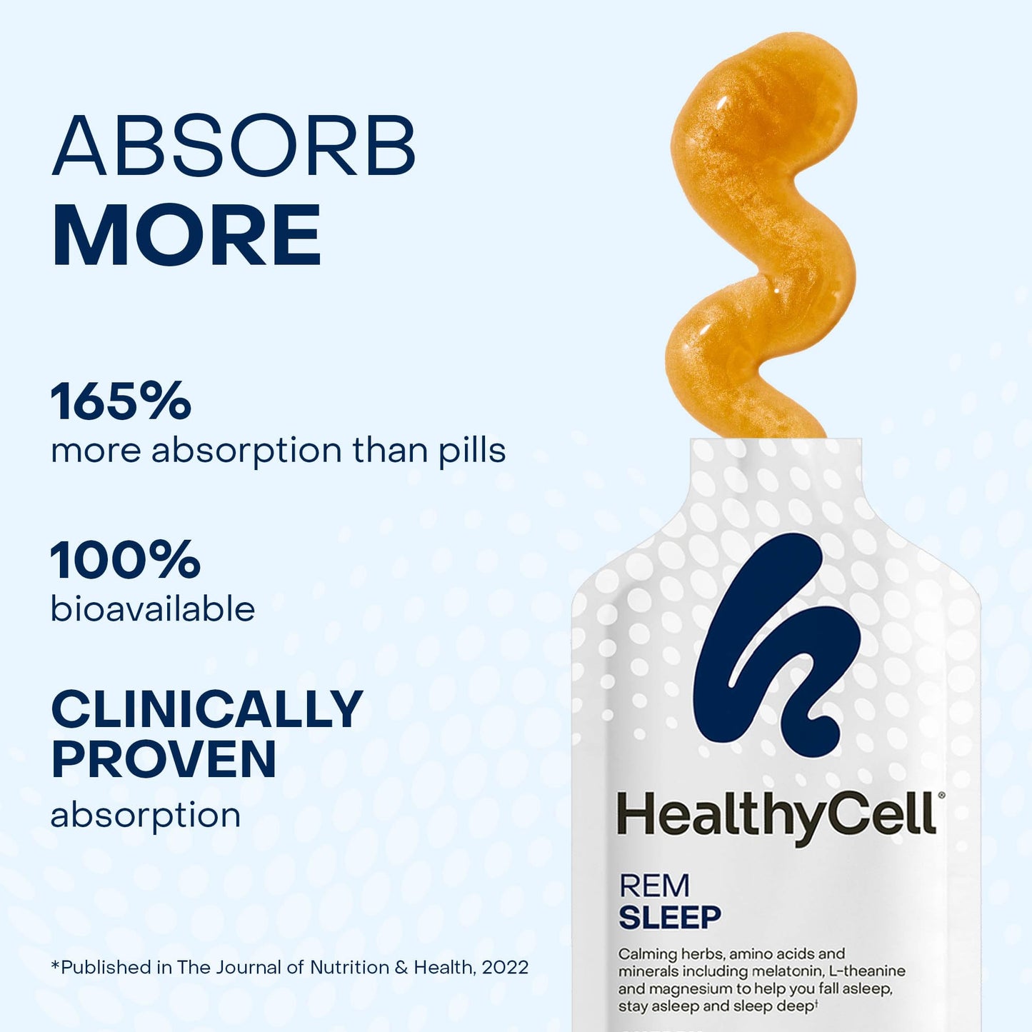 HealthyCell REM Sleep Aid – Extra-Strength Liquid Gel Sleep Support for Adults | Melatonin, Magnesium, L-Theanine, GABA, Cherry Flavor, 30 Gel Packs