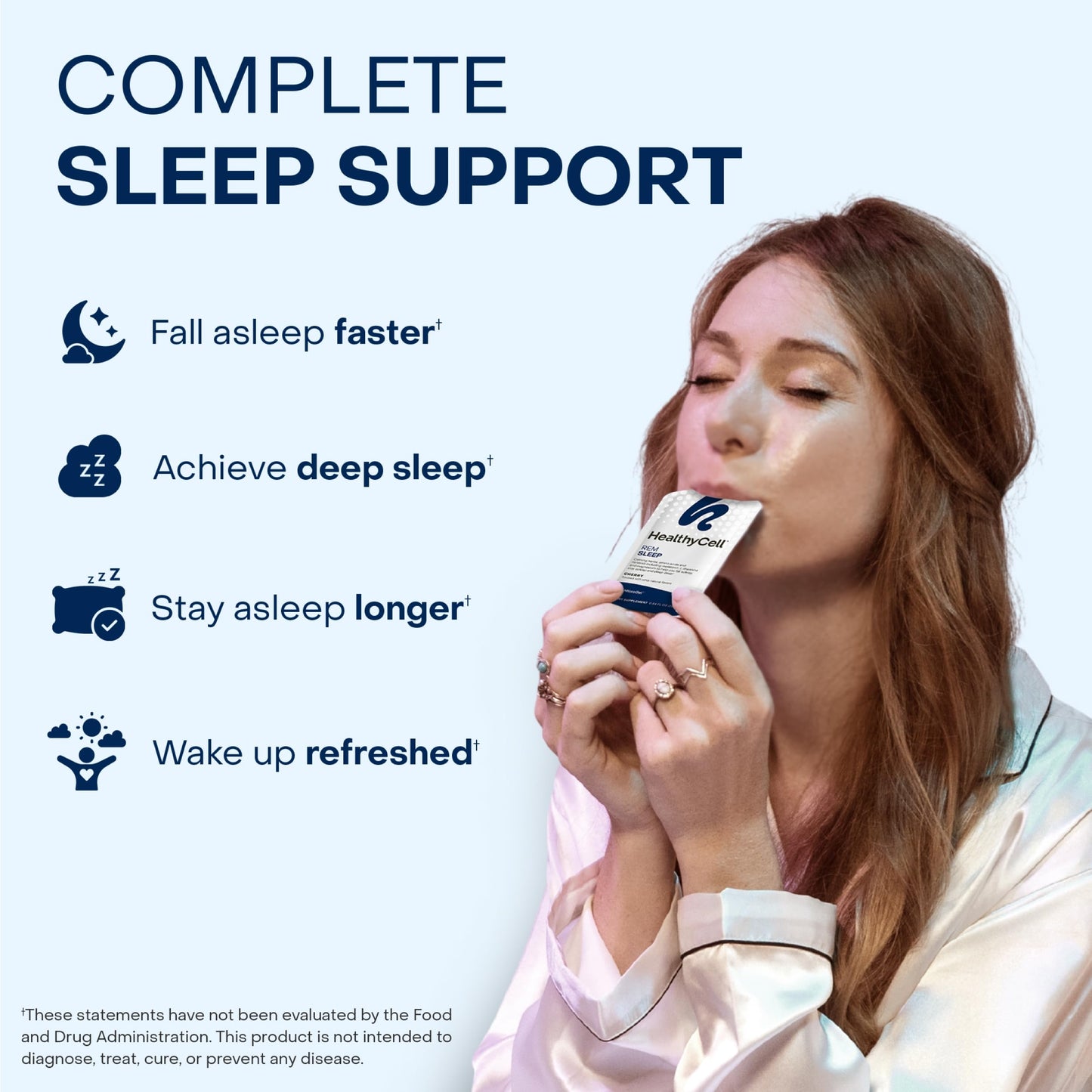 HealthyCell REM Sleep Aid – Extra-Strength Liquid Gel Sleep Support for Adults | Melatonin, Magnesium, L-Theanine, GABA, Cherry Flavor, 30 Gel Packs