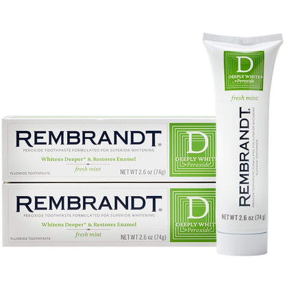 Rembrandt Deeply White + Peroxide Toothpaste – Fresh Mint, 2.6 oz x 2 Pack