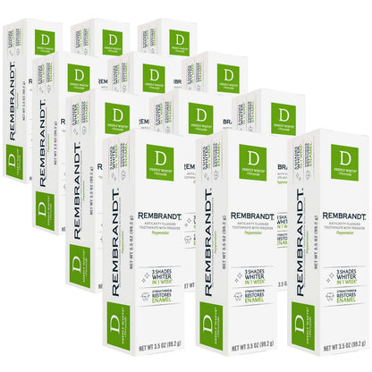 REMBRANDT Deeply White + Peroxide Whitening Toothpaste with Fluoride – 3.5 oz, Pack of 12