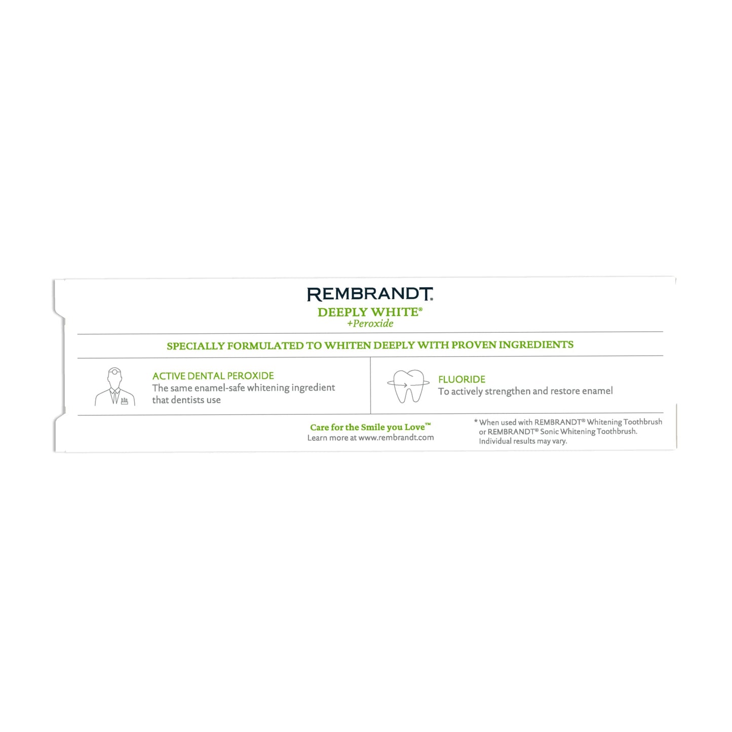 Rembrandt Deeply White + Peroxide Toothpaste – Fresh Mint, 2.6 oz x 2 Pack