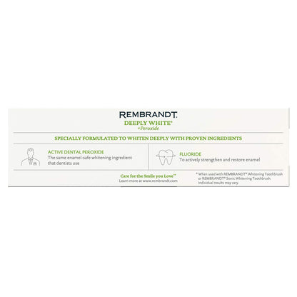 REMBRANDT Deeply White + Peroxide Whitening Toothpaste with Fluoride – 3.5 oz, Pack of 12
