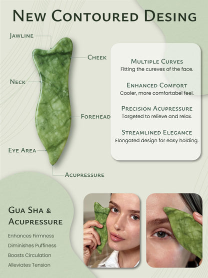 Rena Chris Natural Xiuyan Jade Gua Sha – Facial Massage & Acupressure Tool (Green)