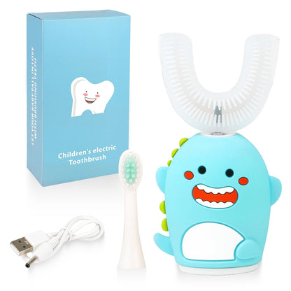 Renaelelife Kids Sonic Toothbrush – U-Shaped, 5 Modes, IPX7 Waterproof (Blue Dinosaur)