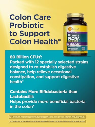 Renew Life Colon Care Probiotic Capsules – 80 Billion CFU, 12 Strains, Dairy/Gluten & Soy Free, 60 Count