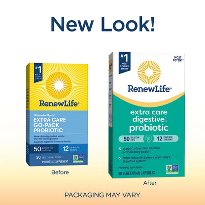 Renew Life Extra Care Probiotic 50B CFU Go-Pack 30 Ct – Immune & Digestive Health