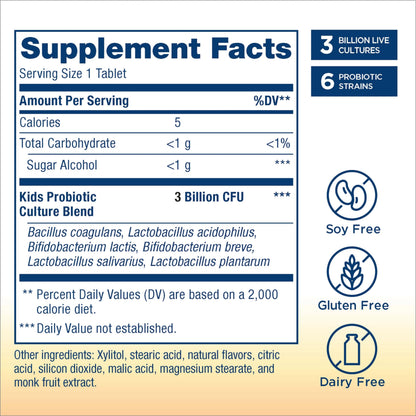 Renew Life Kids Probiotic Chewables – 3 Billion CFU, Digestive & Immune Support, Raspberry, 30 Tablets