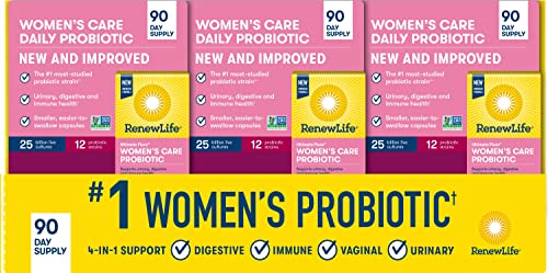 Renew Life Ultimate Flora Women's Care Probiotic 25 Billion CFU - 90 Capsules | Gluten Free, Non-GMO