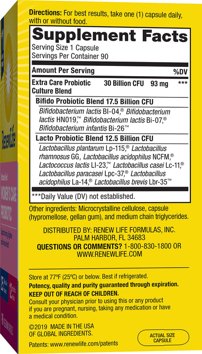 Renew Life Ultimate Flora Women's Care Probiotic 25 Billion CFU - 90 Capsules | Gluten Free, Non-GMO