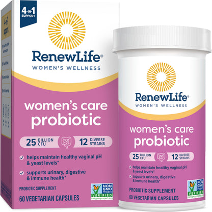 Renew Life Womens Probiotic Capsules - 60 Ct | Supports pH Balance, Vaginal, Urinary, Digestive & Immune Health, 25 Billion CFU, Dairy/Gluten/Soy Free