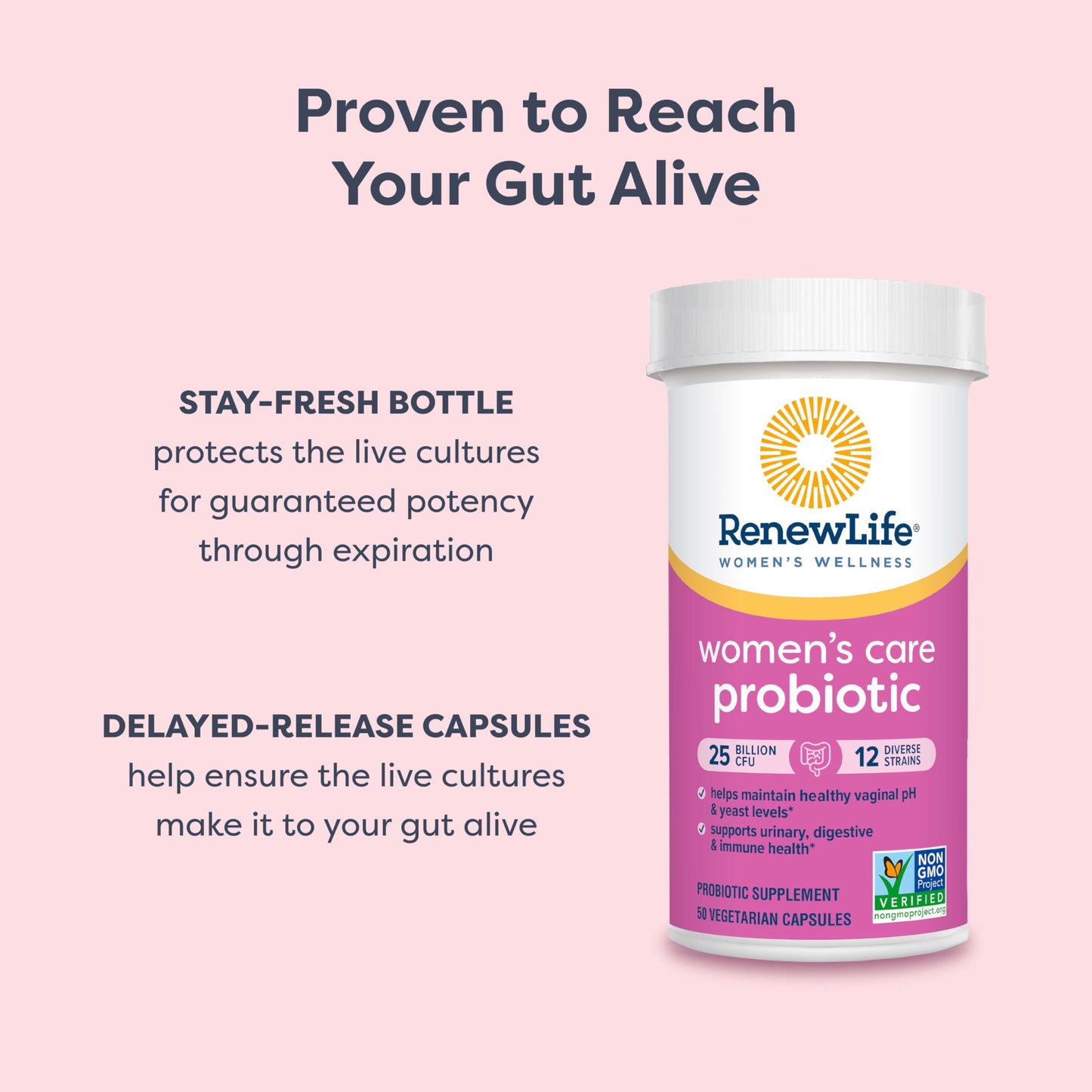 Renew Life Women's Probiotic Capsules – 25 Billion CFU, 12 Strains, Supports Vaginal pH Balance, Urinary, Digestive & Immune Health