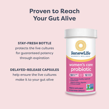 Renew Life Women's Probiotic Capsules - 50 Billion CFU, 60 Count | Vaginal, Urinary, Digestive & Immune Support