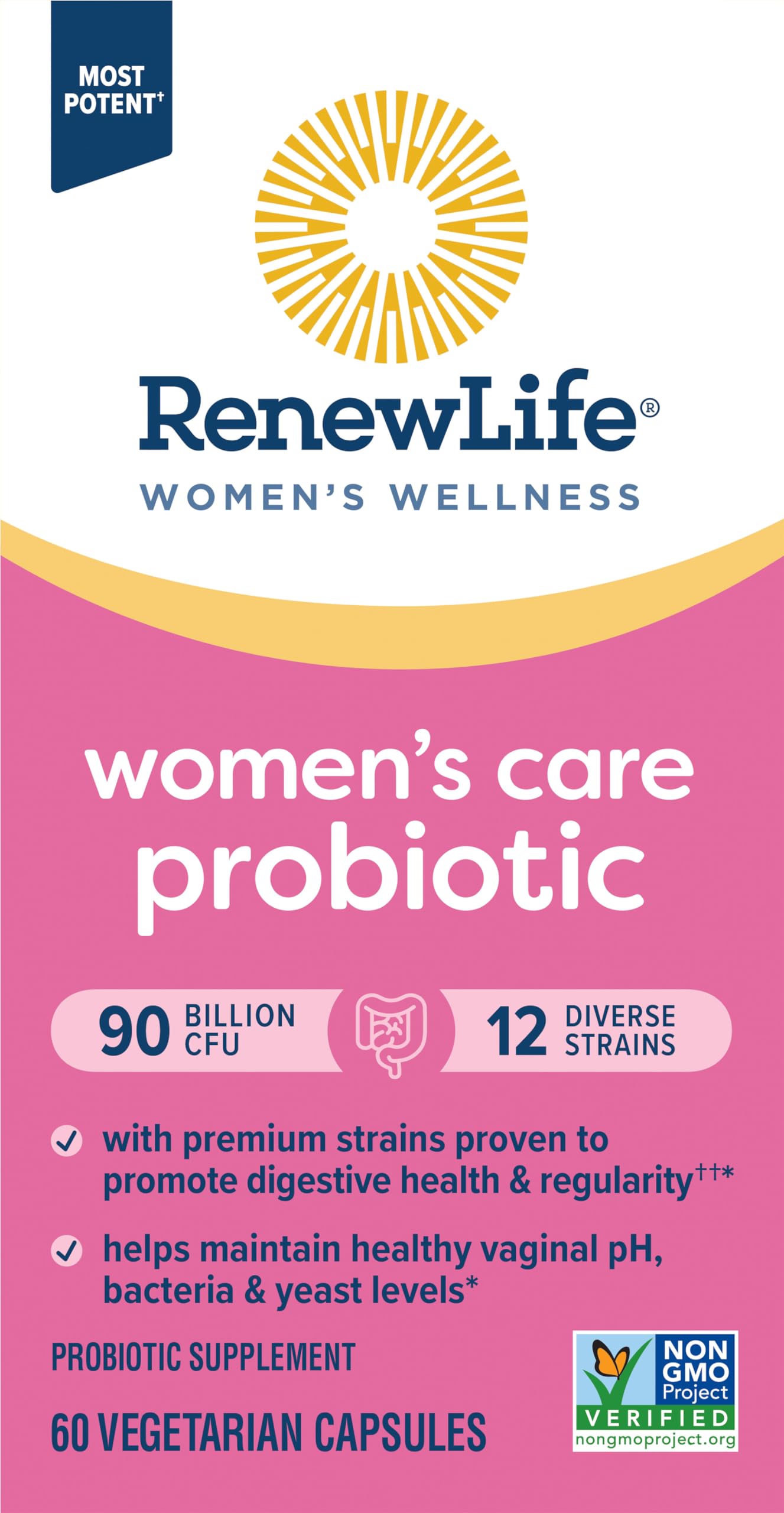 Renew Life Women's Probiotic Capsules — 90 Billion CFU for Vaginal, Urinary, Digestive & Immune Health