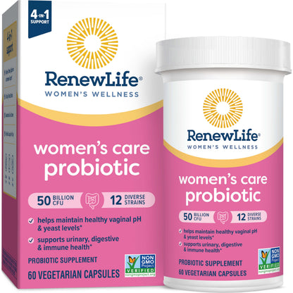 Renew Life Women's Probiotic Capsules - 50 Billion CFU, 60 Count | Vaginal, Urinary, Digestive & Immune Support