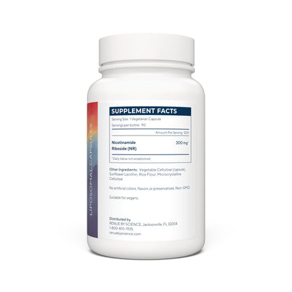 RENUE by Science Nicotinamide Riboside | Liposomal NAD Supplement | 90 Capsules | 300mg NR per Serving | Made in USA | Third-Party Tested