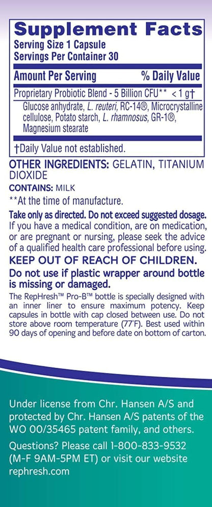 Rephresh Pro-B Probiotic Feminine Supplement - 3-Pack, 90 Capsules