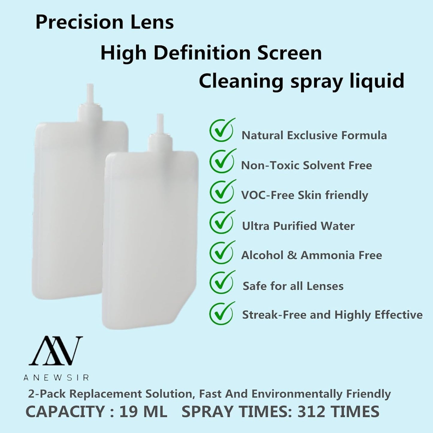 Glasses & Screen Cleaner Spray – Portable Lens Cleaner Kit (Alcohol Free)