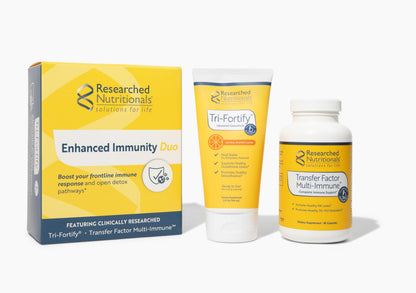 Researched Nutritionals Liposomal Glutathione 450mg + Colostrum & Mushrooms Immunity Duo – Enhanced Immunity Tri-Fortify + Transfer Factor Multi-Immune (2 Piece Set)