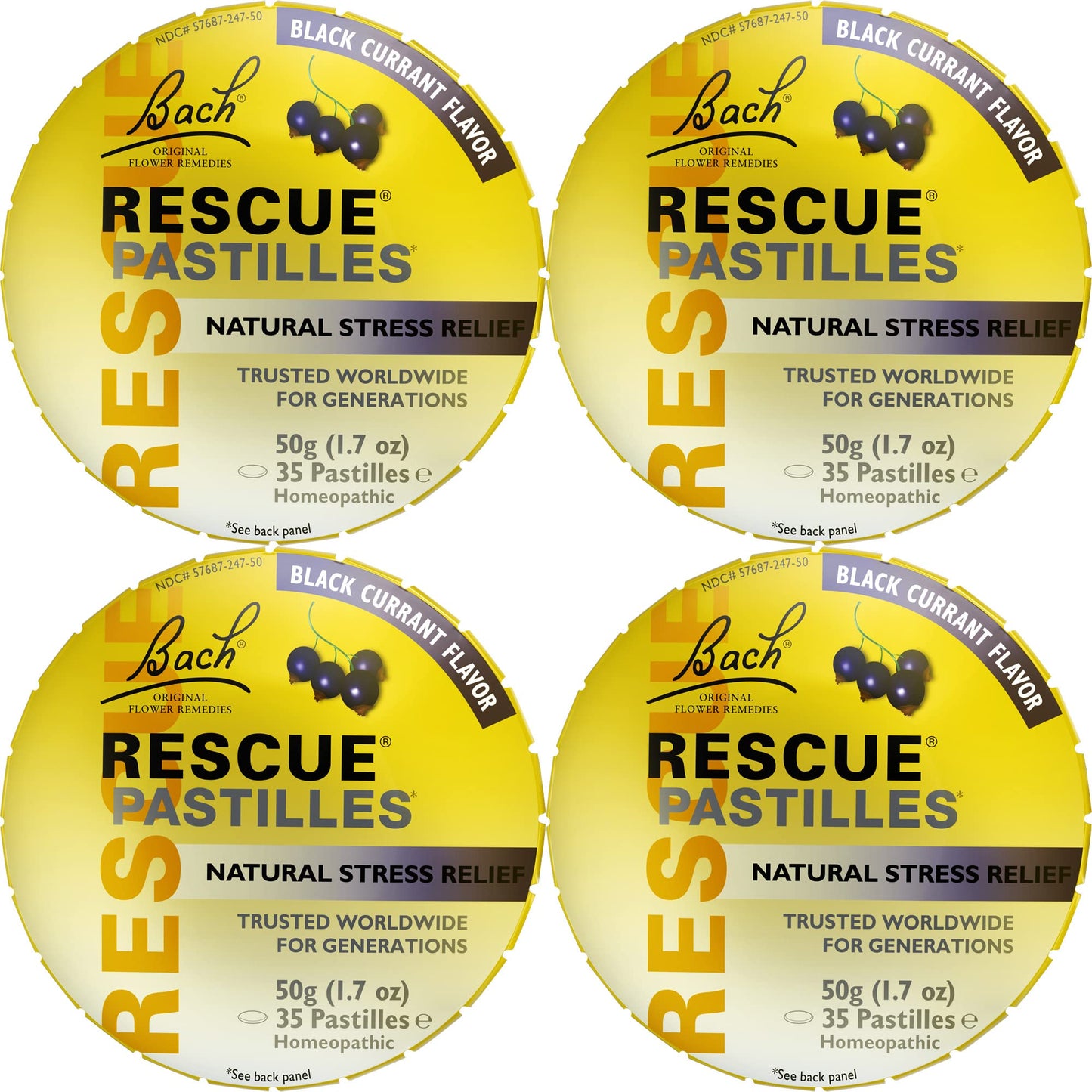 RESCUE Bach Pastilles – Black Currant Stress Relief Lozenges 4-Pack