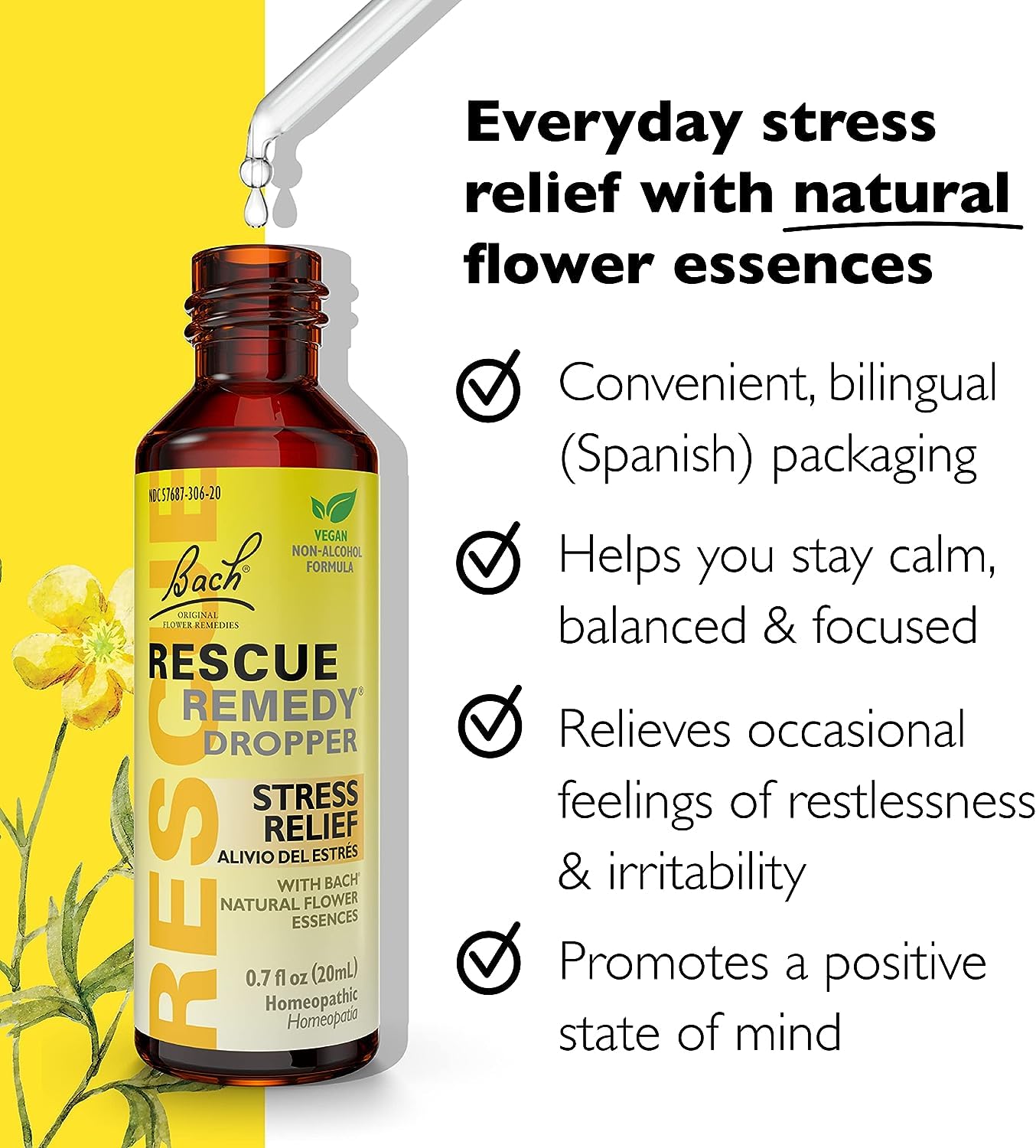 RESCUE Stress Relief & Sleep Bundle (Non-Alcohol) – Bach Remedy Dropper 20mL 2-Pack