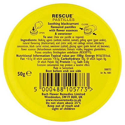 Rescue Pastilles Black Currant - Stress Relief Lozenges (35 Count)