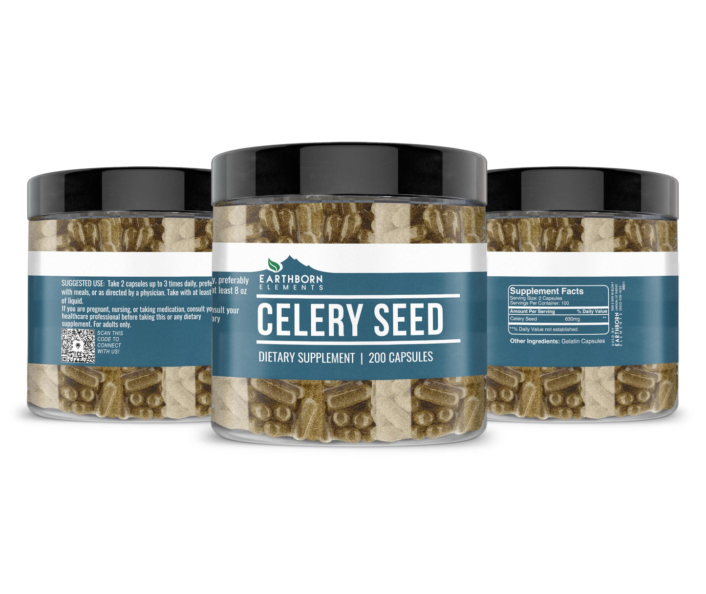Earthborn Elements Celery Seed 200 Capsules - Pure & Undiluted