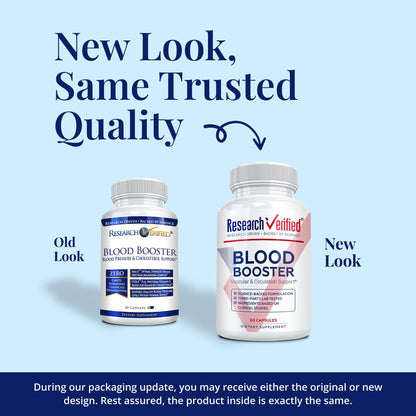 Research Verified Blood Booster – Blood Support with Hawthorn, Magnesium, Celery Seed Powder, BioPerine | 60 Capsules