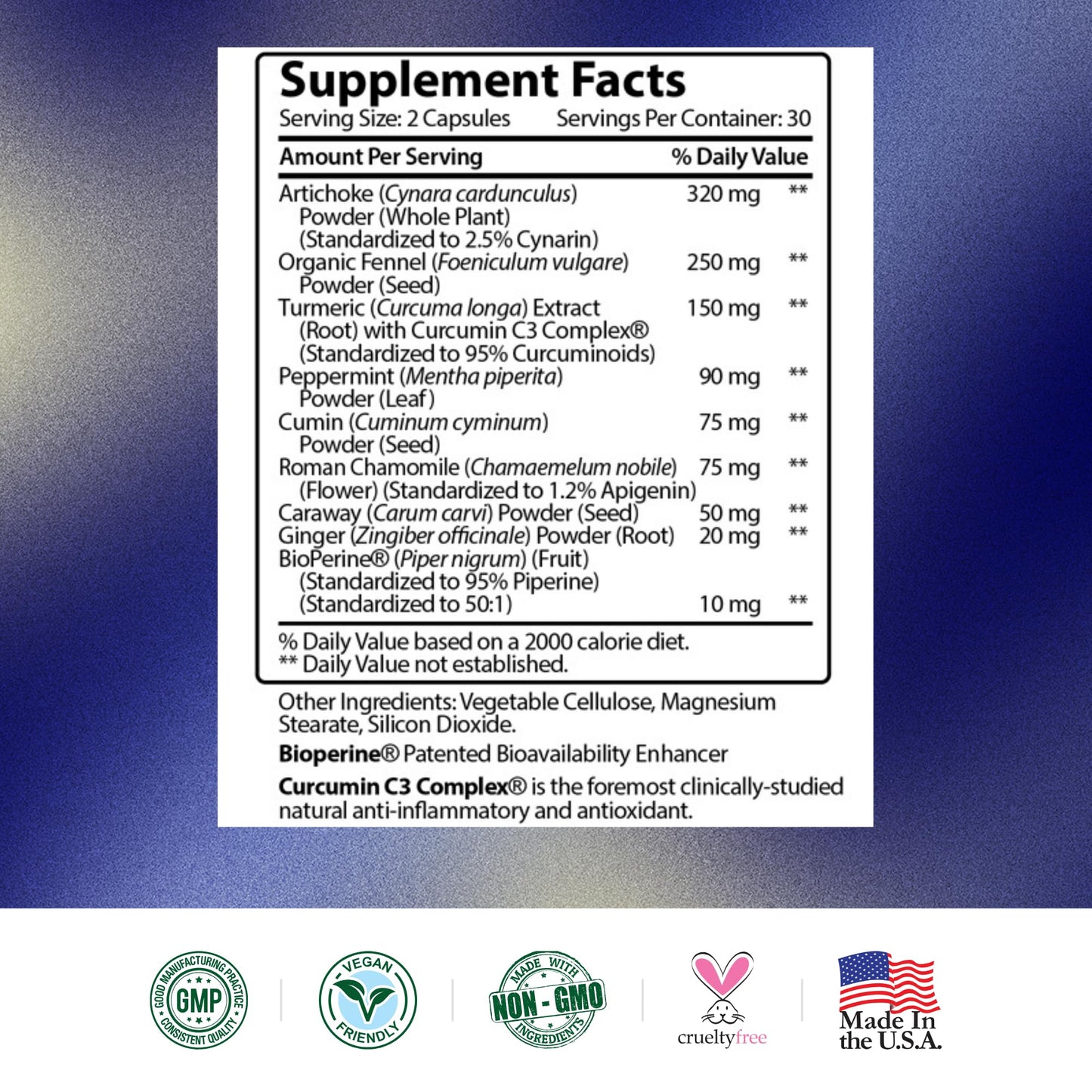 Research Verified Gas and Bloating – Artichoke, Ginger & Peppermint – 180 Vegan Capsules