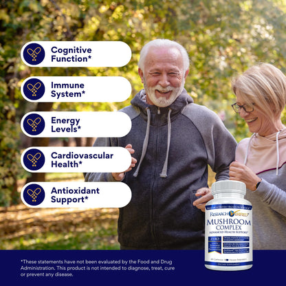 Research Verified Mushroom Complex – Immunity, Antioxidants & Cognition – 60 Vegan Capsules