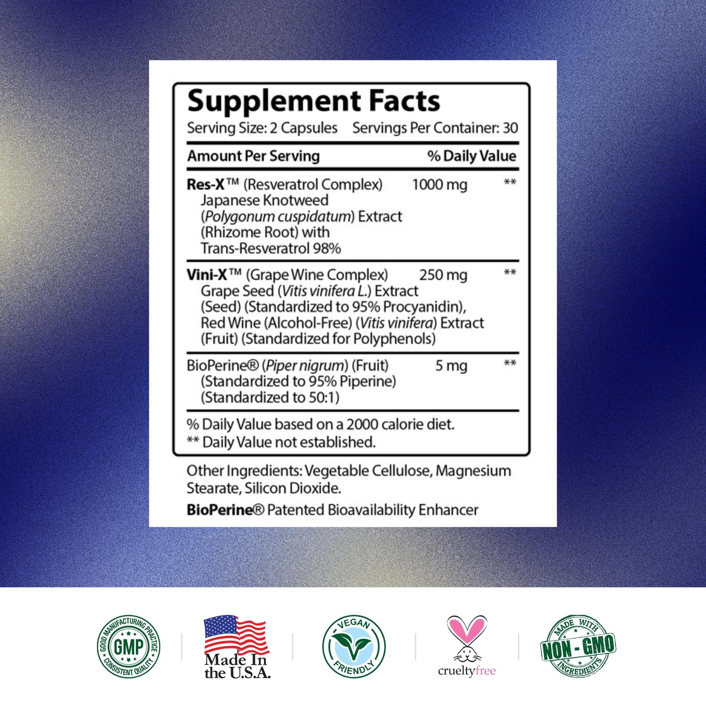 Research Verified Resveratrol - 98% Trans-Resveratrol 1000 mg, Anti-Aging Support - 60 Capsules per Bottle - 3 Bottles
