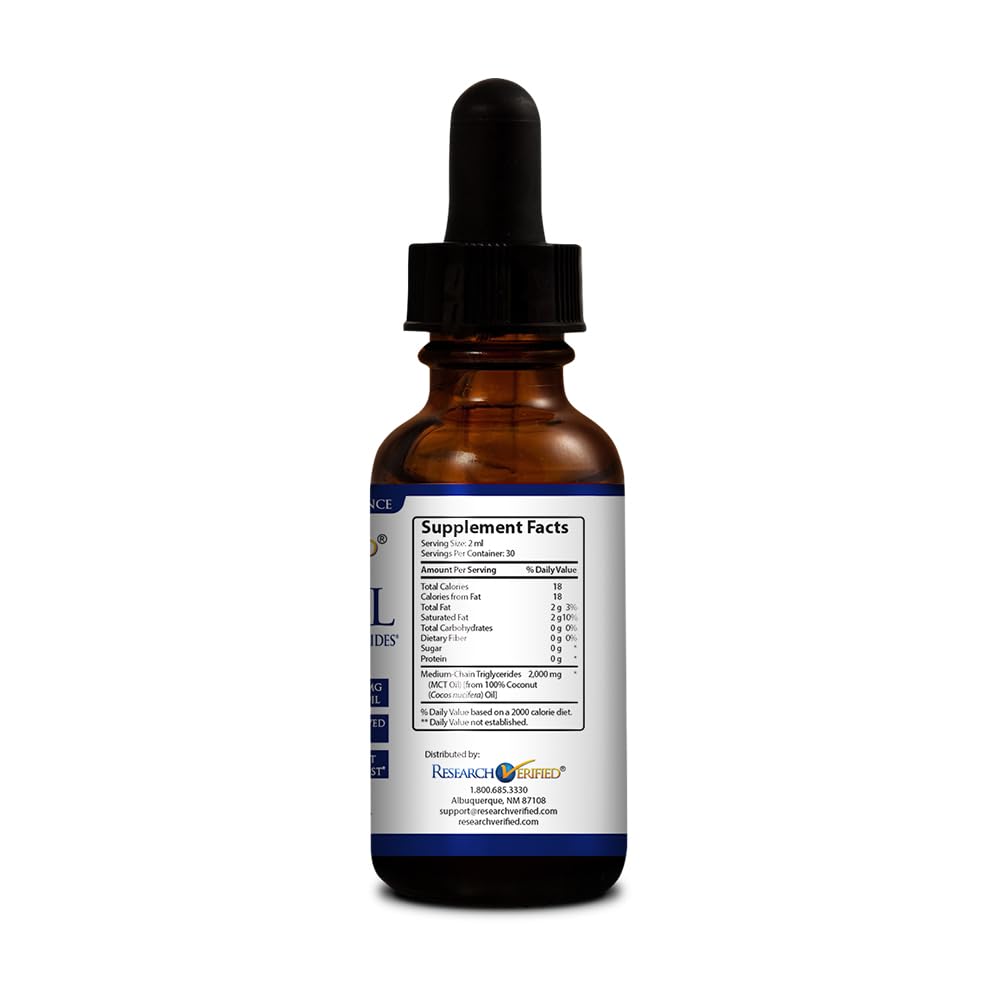 Research Verified 100% MCT Oil - 2 Fl Oz | Vegan Friendly | 1 Bottle