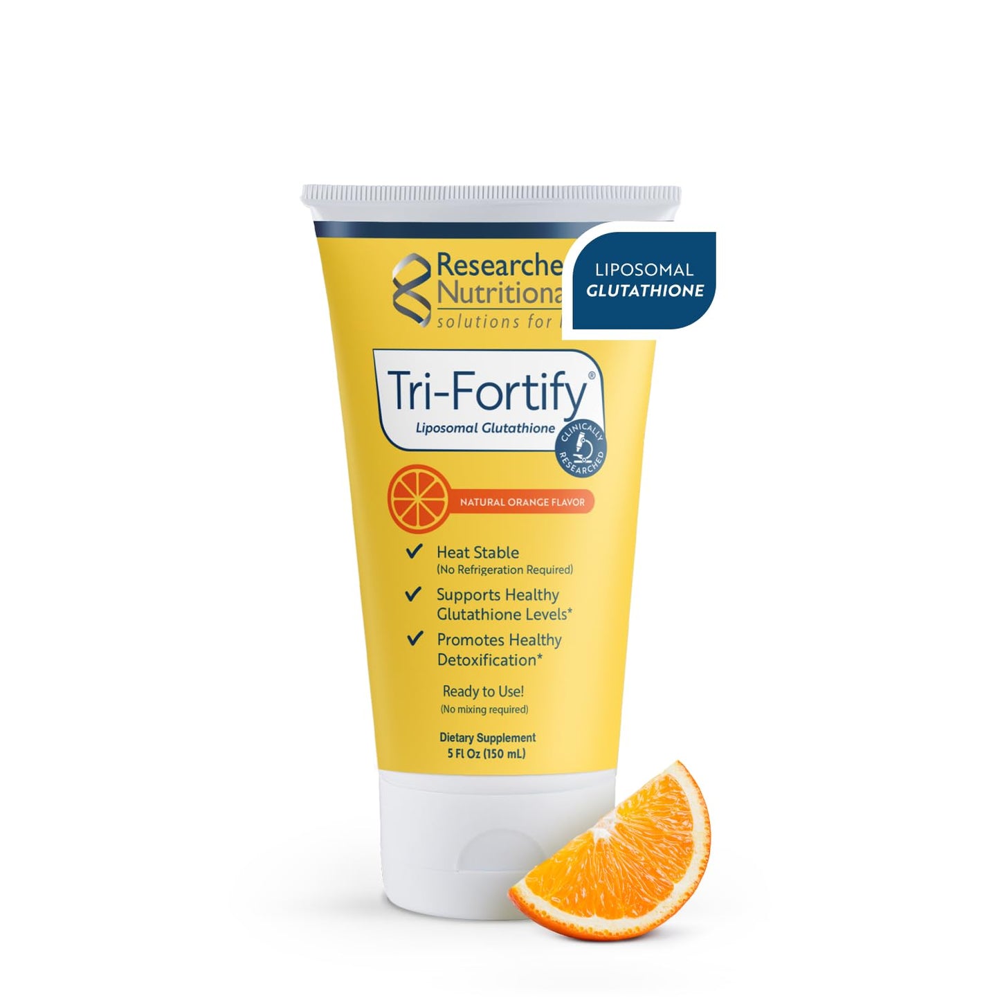 Researched Nutritionals Liposomal Glutathione 450mg Orange 5oz | Tri-Fortify Liquid Gel + Vitamin C – Immune Support & Detox