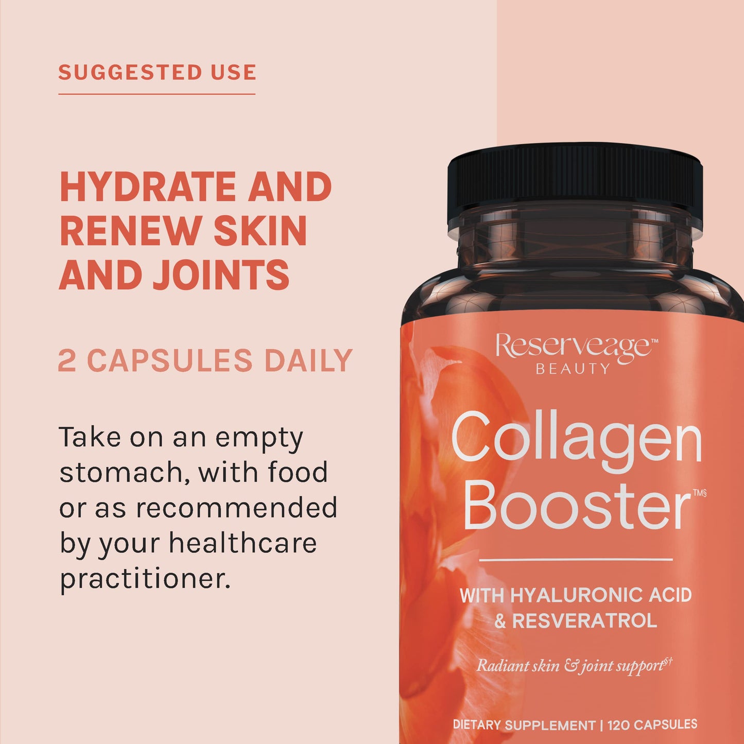 Reserveage Beauty Collagen Booster – Skin & Joint Support – 120 Capsules | Reserveage Nutrition