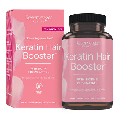 Reserveage Beauty Keratin Hair Booster with Biotin & Resveratrol – Hair & Nail Growth (120 Capsules)