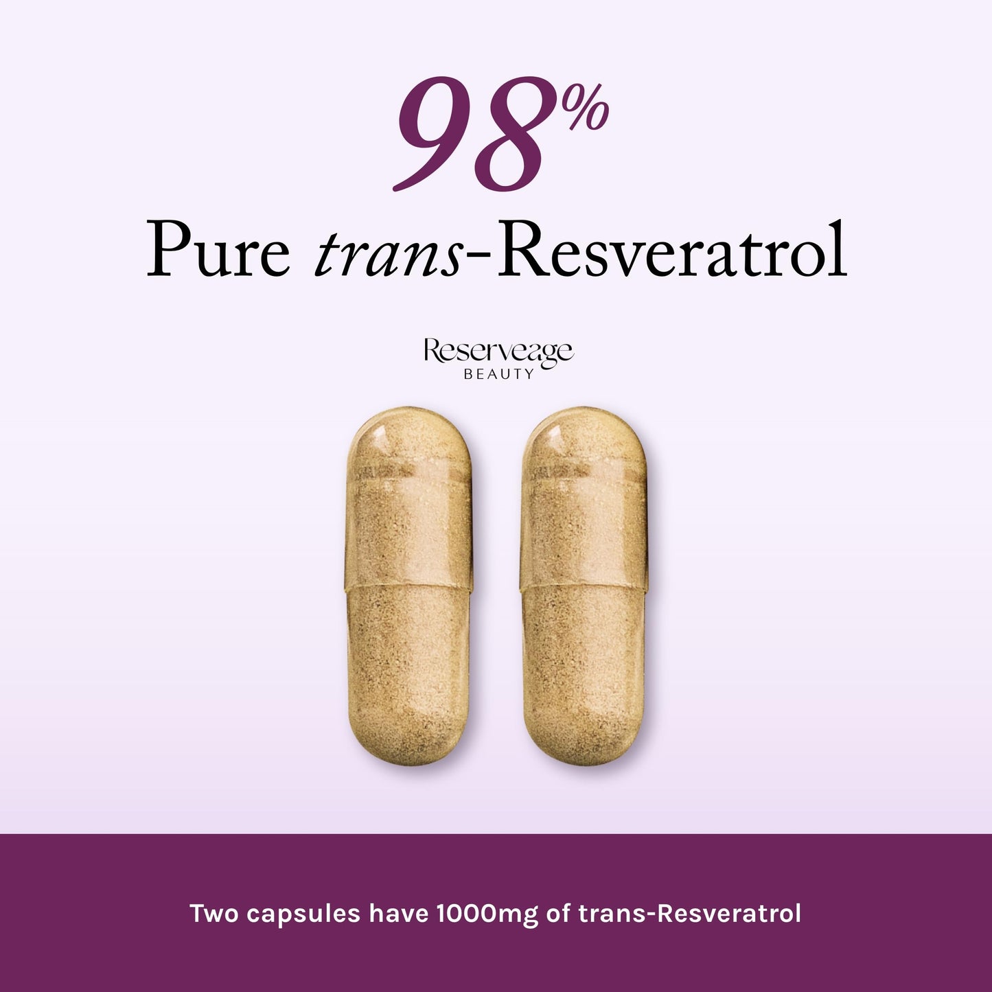 Reserveage Beauty Resveratrol 1000 mg – Antioxidant Support for Heart & Immune Health, 60 Capsules