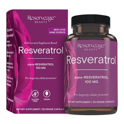 Reserveage Beauty Resveratrol 100 mg – Antioxidant for Heart Health, Cellular Health, and Healthy Aging | 30 Capsules, Paleo & Keto