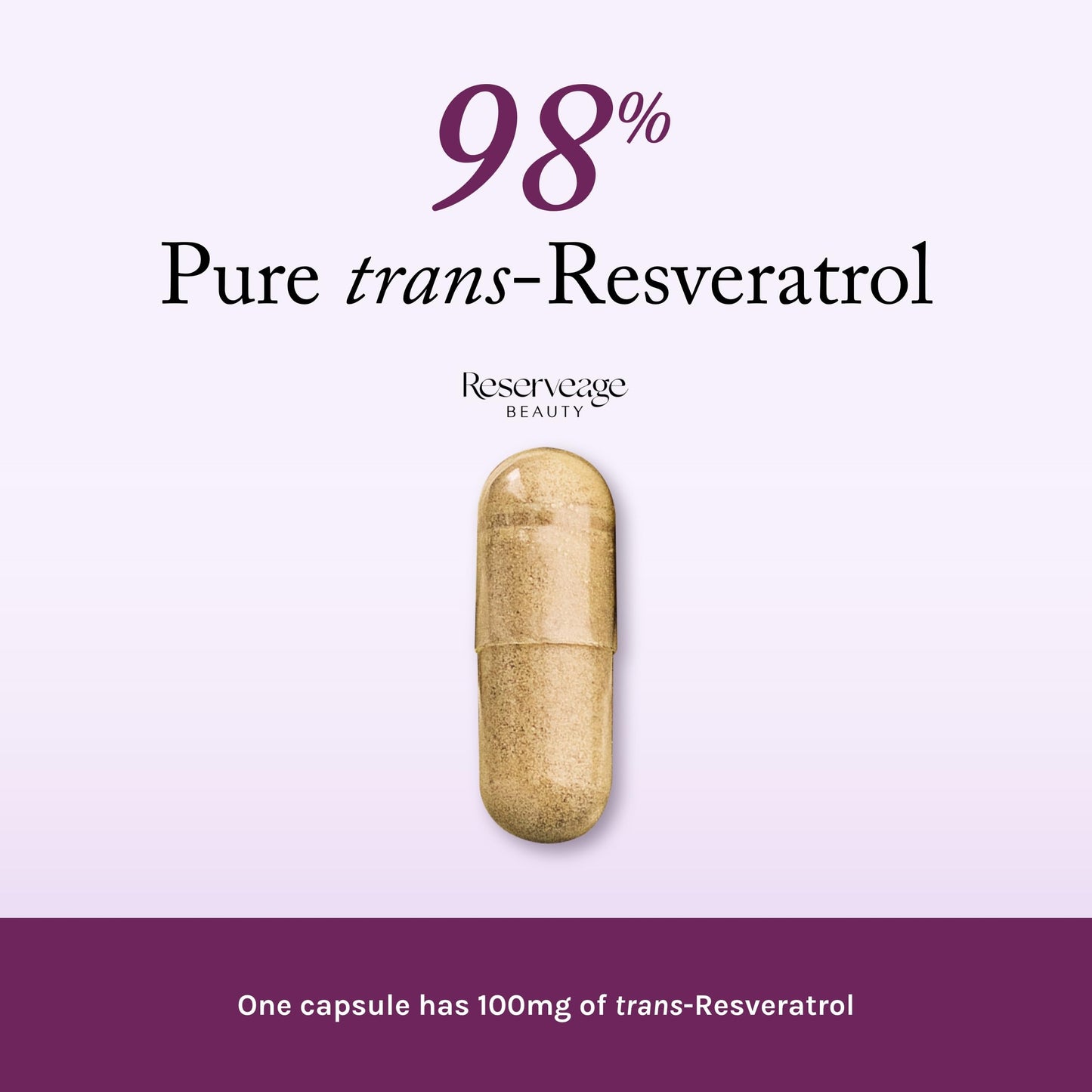 Reserveage Beauty Resveratrol 100 mg – Antioxidant Support for Heart, Aging & Immune Health | 60 Capsules (Pack of 2)