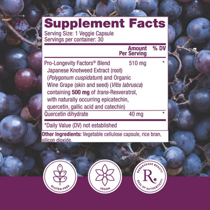 Reserveage Beauty Resveratrol 500 mg — Antioxidant Support for Heart & Aging