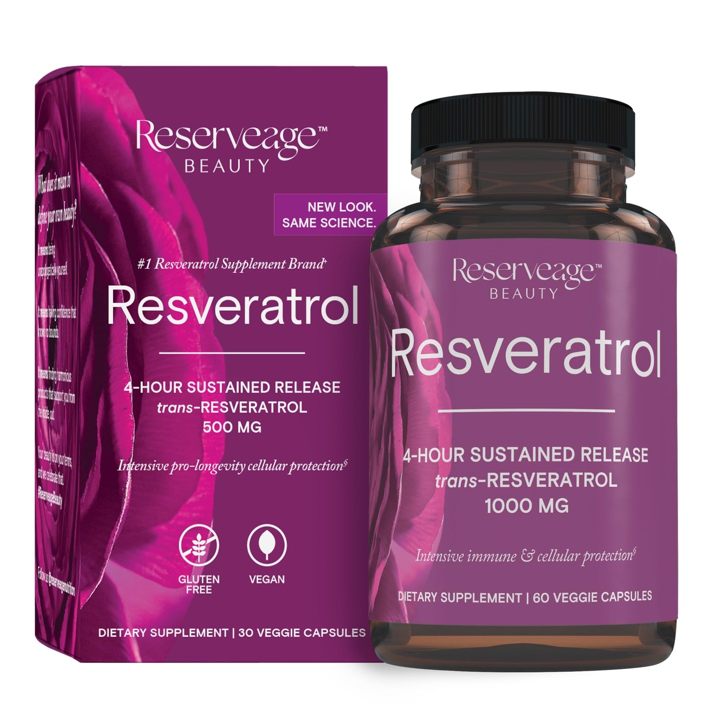 Reserveage Beauty Resveratrol 1000 mg – Antioxidant Support for Heart & Immune Health, 60 Capsules