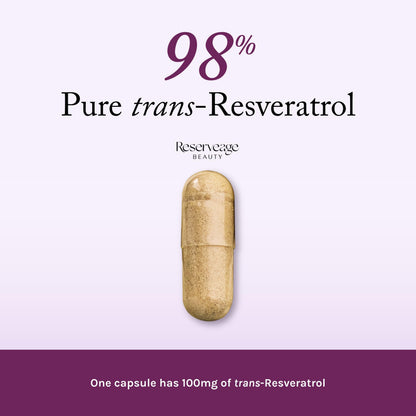 Reserveage Beauty Resveratrol 100 mg – Antioxidant Support for Heart, Aging & Immune Health | 60 Capsules (Pack of 2)