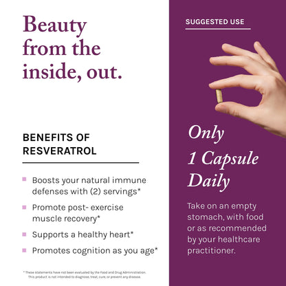 Reserveage Beauty Resveratrol 500 mg — Antioxidant Support for Heart & Aging