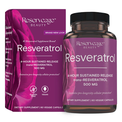 Reserveage Beauty Resveratrol 500 mg — Heart & Cellular Health Antioxidant Support | Vegan Capsule