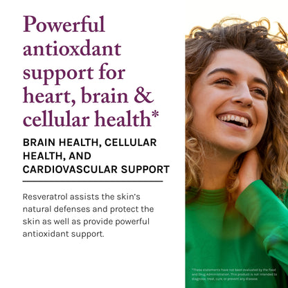 Reserveage Beauty Resveratrol Plus+ 1000 mg – Vegan, Gluten-Free Rapid-Release Capsules with Quercetin